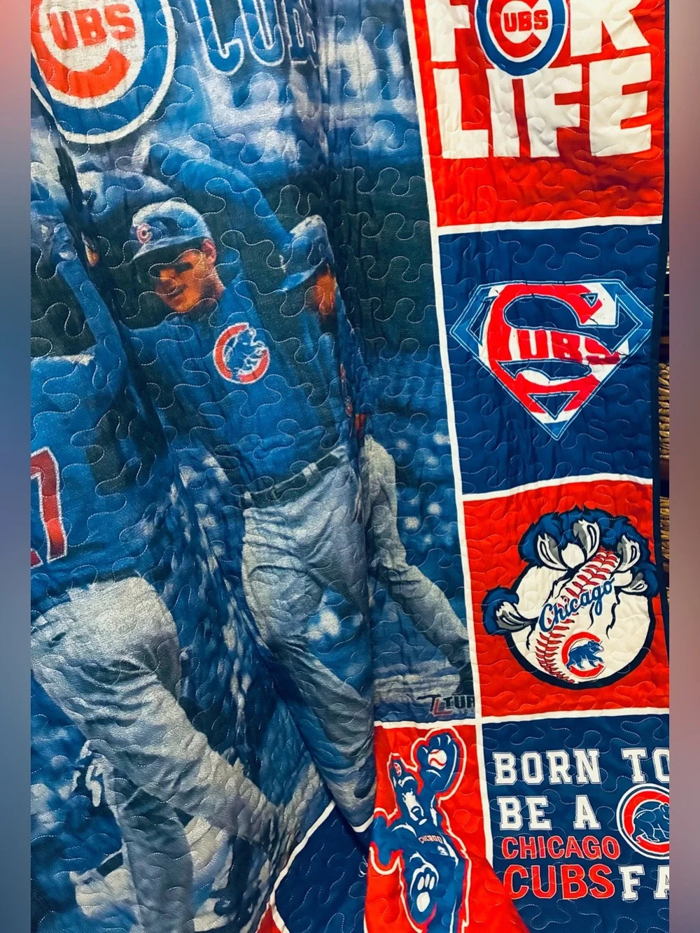 NWOT Chicago Cubs Commemorative Quilted Full Size Blanket Throw 86x78